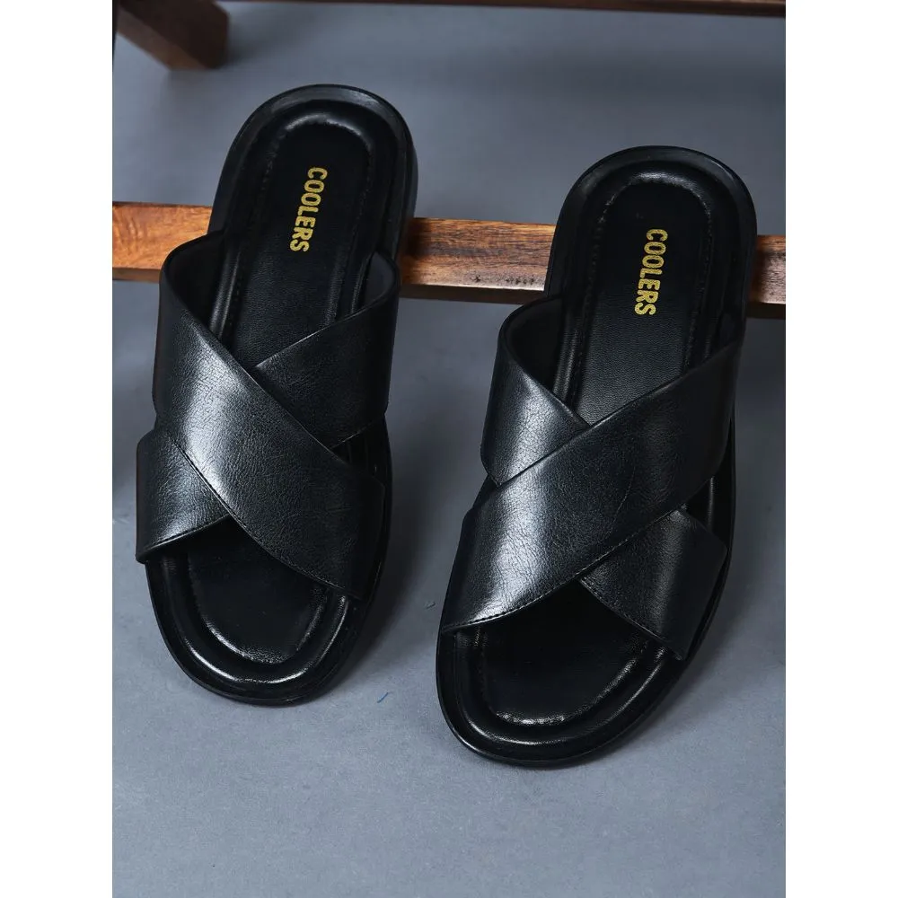 Coolers Casual Slippers For Men (Black) CROSS-1E By Liberty