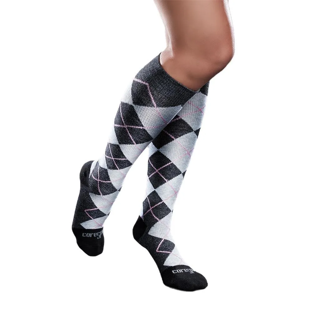 Core-Spun by Therafirm Patterned Thin Line Socks for Men & Women 20-30mmHg