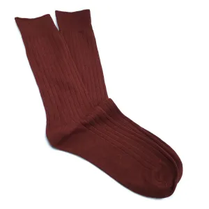 Cotton Ribbed Socks - Burgundy