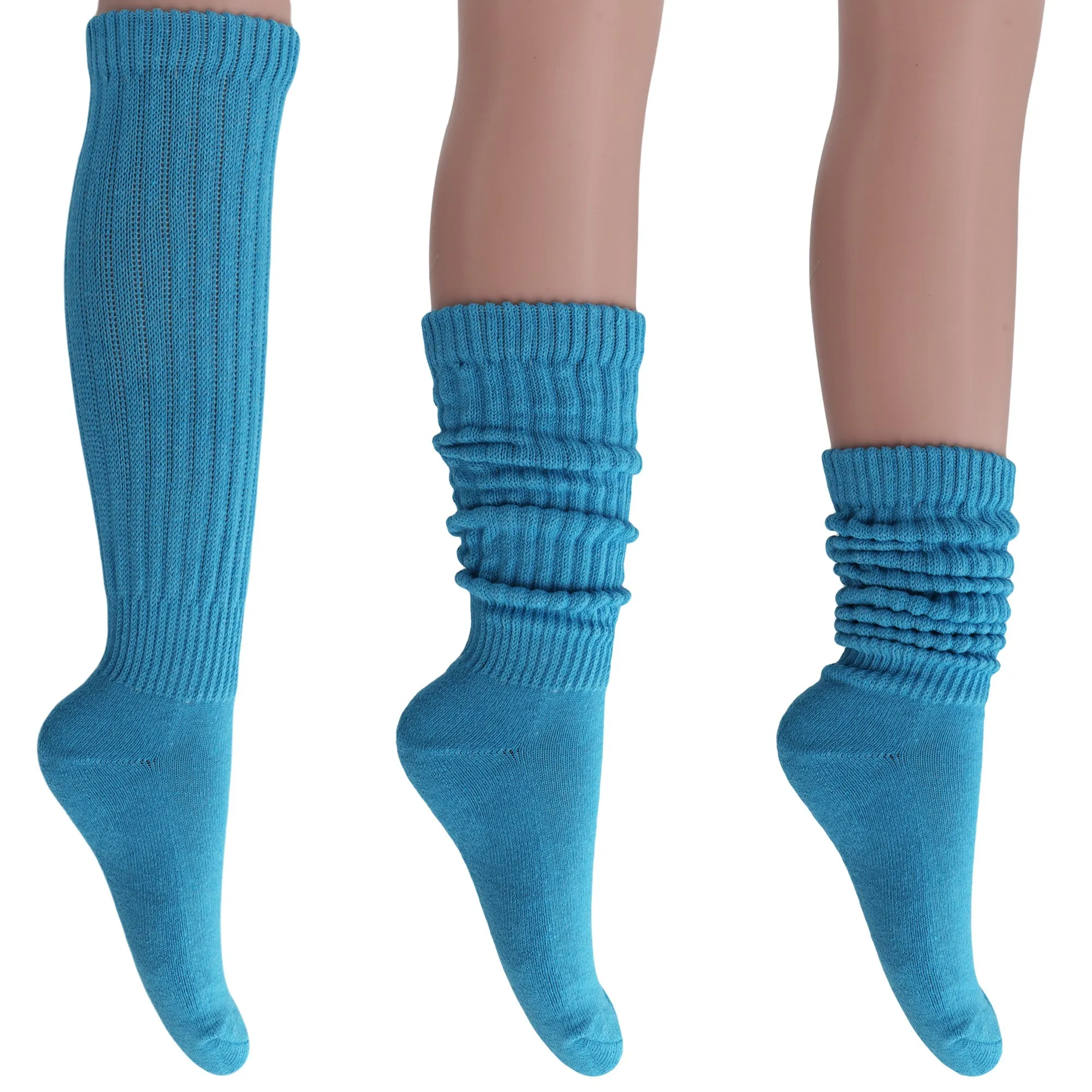 Cotton Women's Extra Long Heavy Slouch Socks, 6 Pairs Shoe Size 5-10