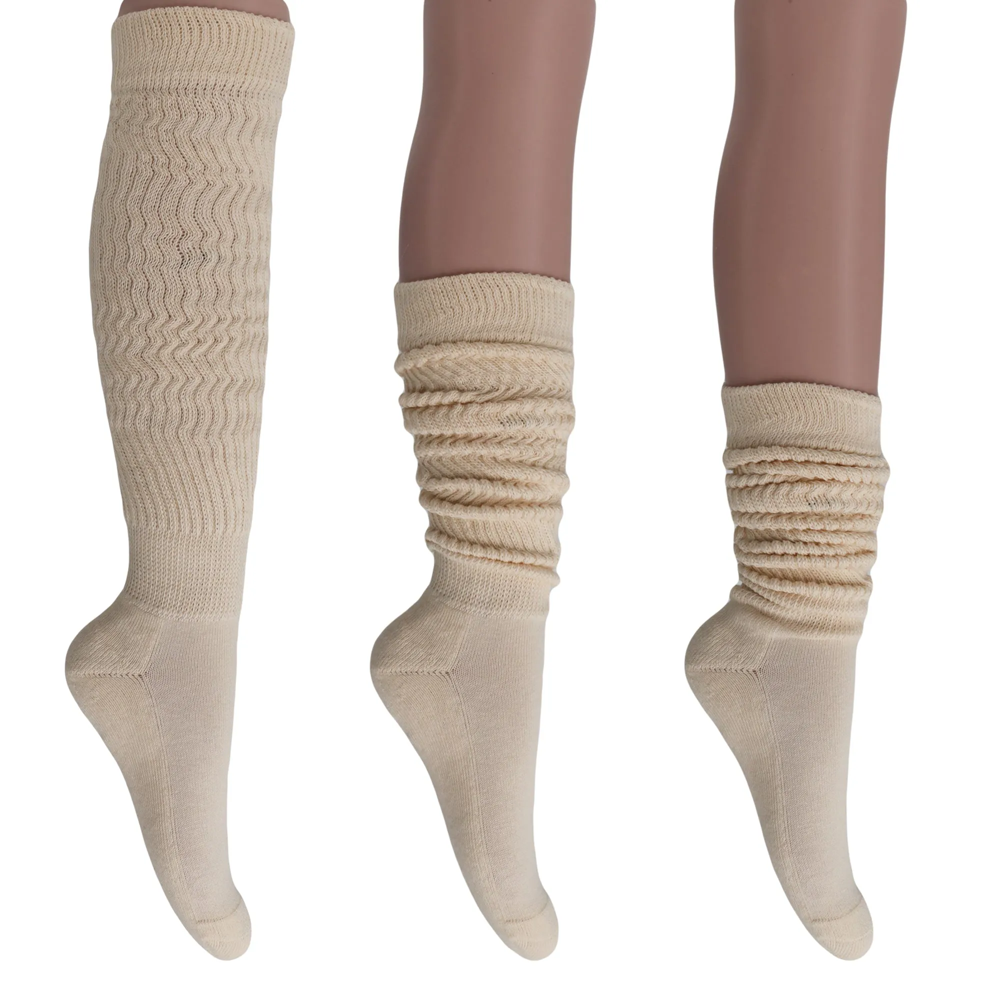 Cotton Women's Extra Long Heavy Slouch Socks, 6 Pairs Shoe Size 5-10