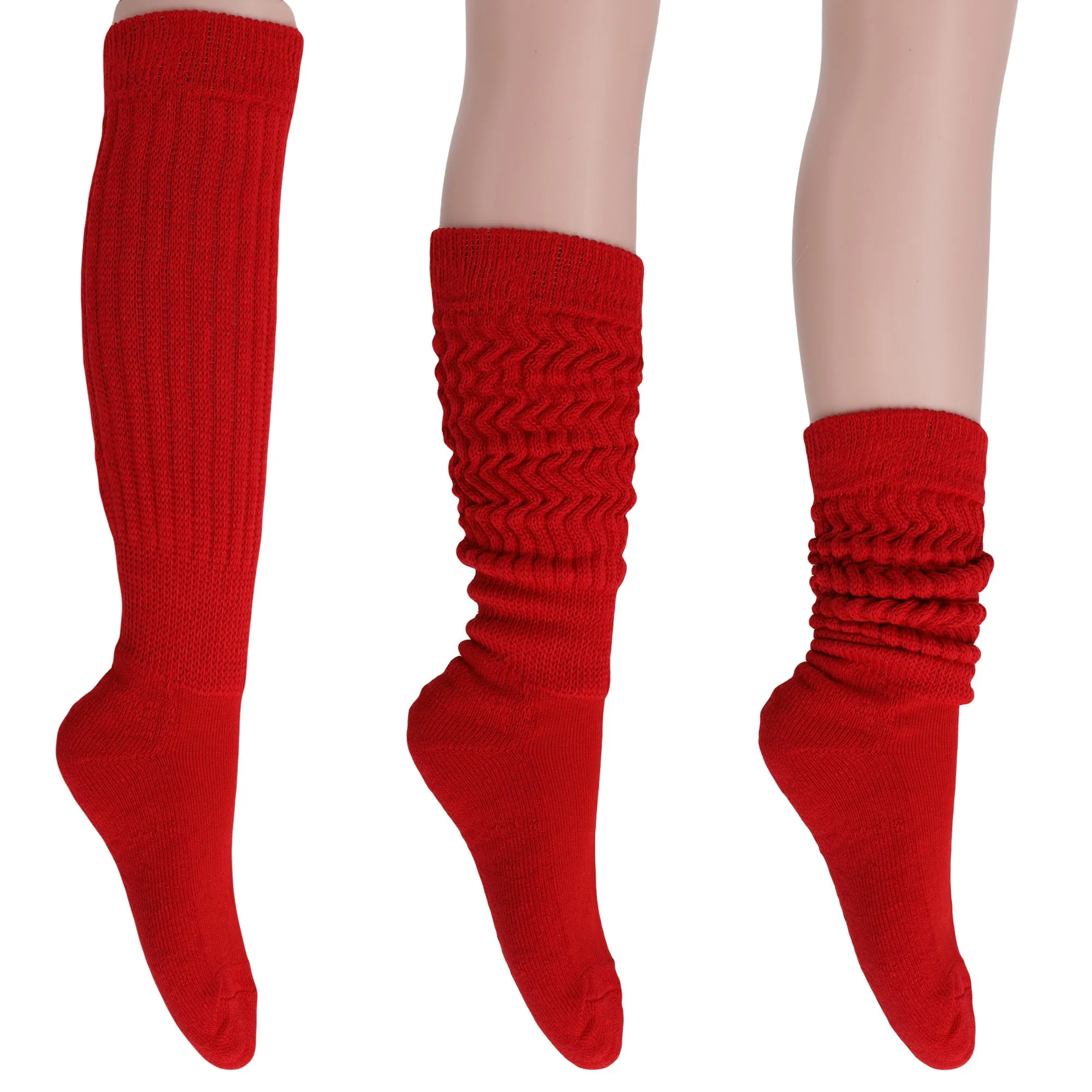 Cotton Women's Extra Long Heavy Slouch Socks, 6 Pairs Shoe Size 5-10