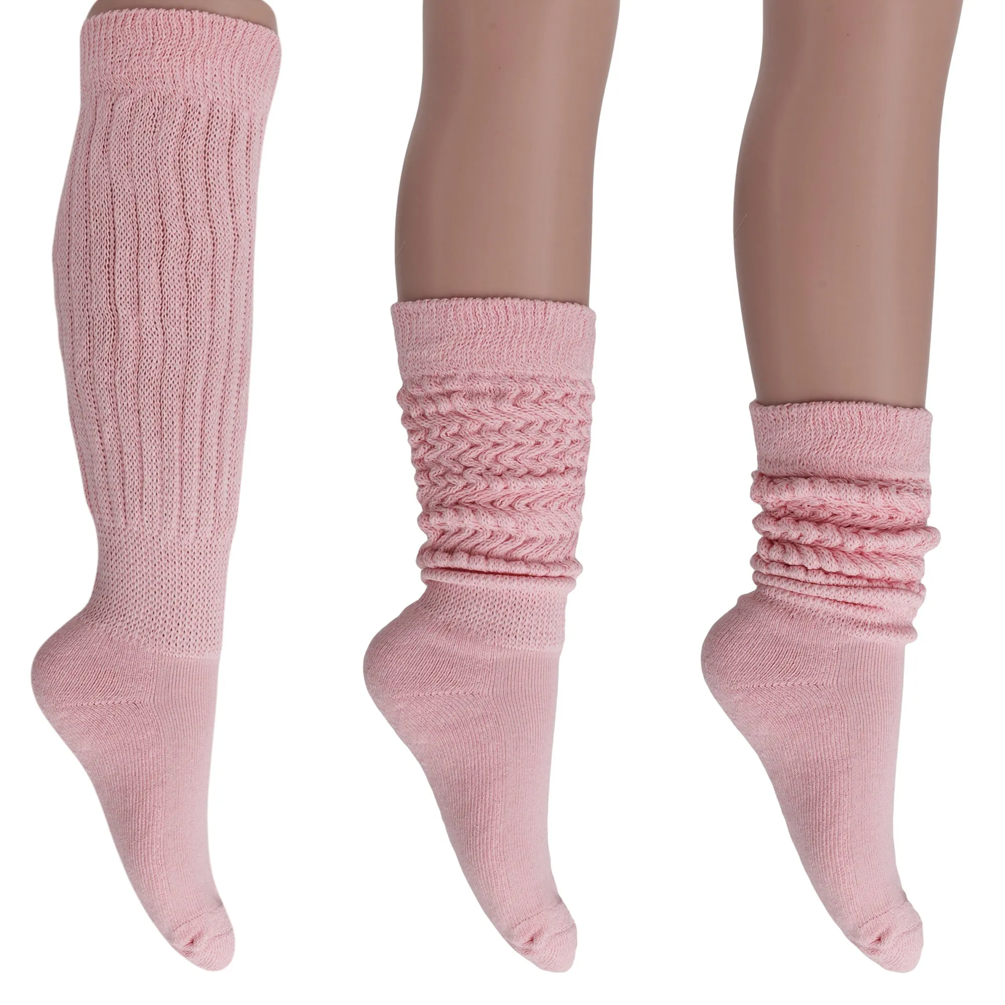 Cotton Women's Extra Long Heavy Slouch Socks, 6 Pairs Shoe Size 5-10