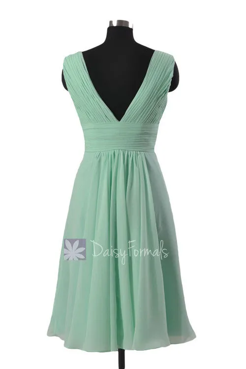 Crisp Tiffany Blue Formal Dress Deep V-neckline Women Party Dress (BM1422A)