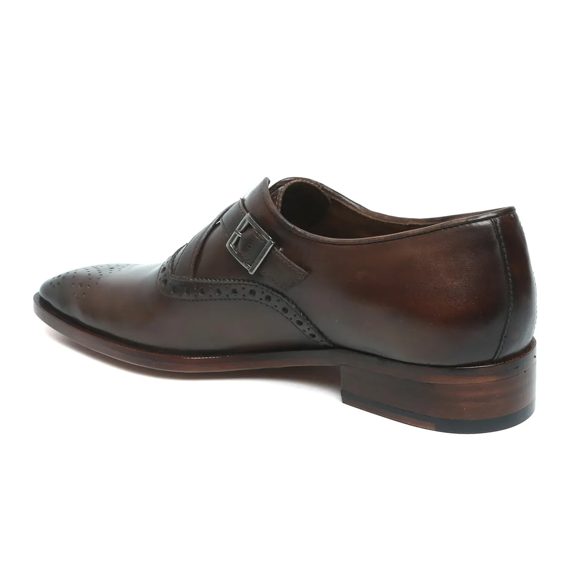 Dark Brown Cross-Strap Leather Formal Shoes by Brune & Bareskin