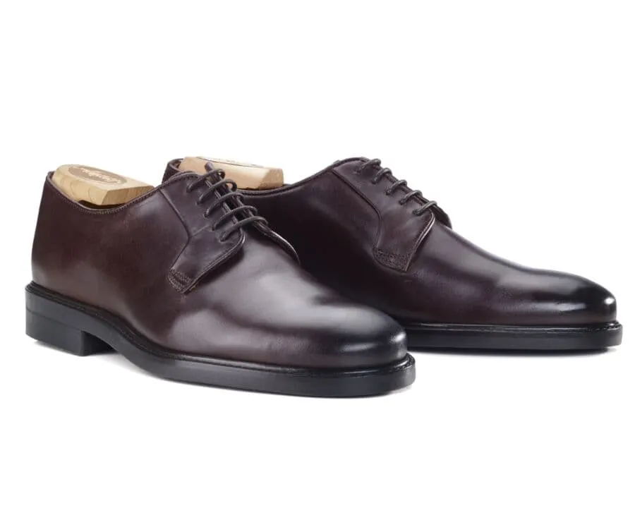 Dark Chocolate Derby Shoes - Rubber outsole - MONTEREY CLASSIC GOMME CITY