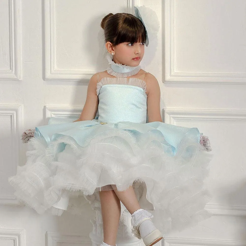 Dreamy Blue Princess Dress Classic Lace Kids' Dress Elegant Girl's Formal Dress