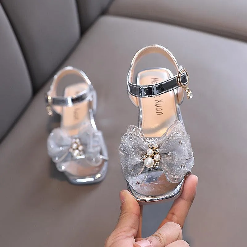 Dreamy Bow Girls' Sandals Pearl-Embellished Create a Little Summer Princess