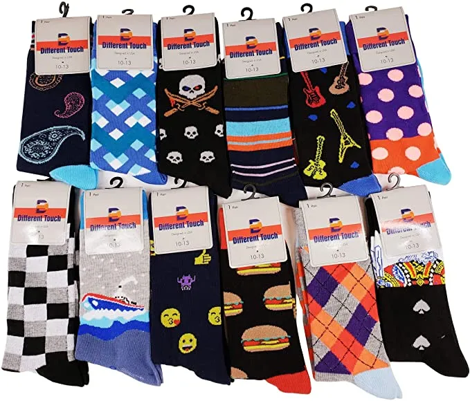 Dress Socks | Assorted Fancy Design | Men's 12 Pairs