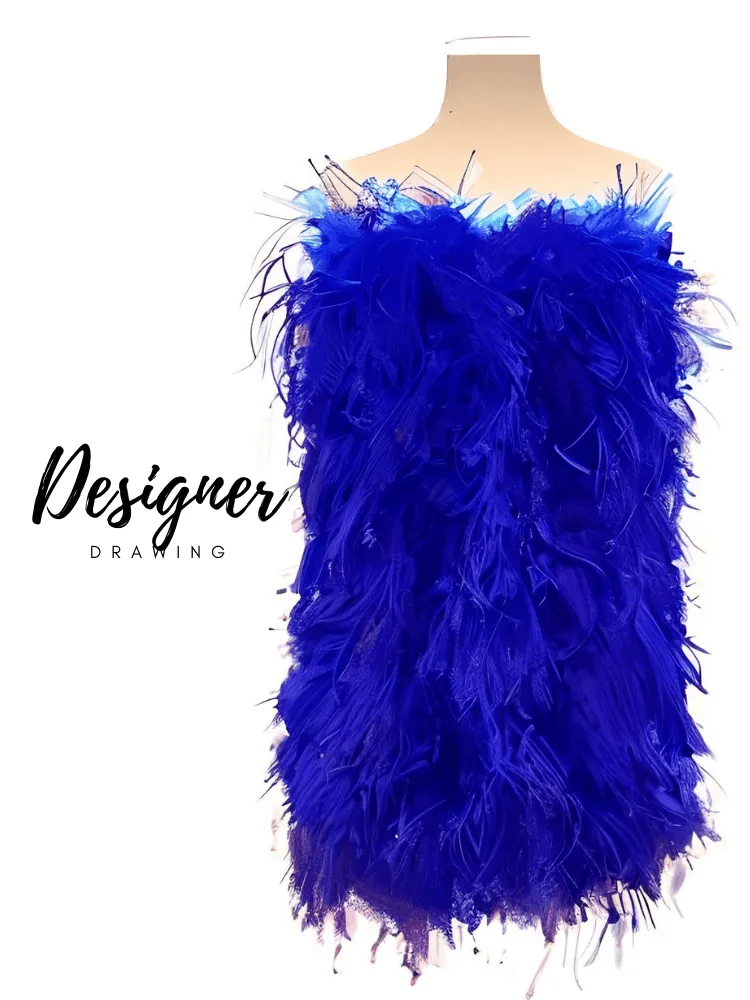 Elegant 100% Ostrich Feather Mini Dresses - In 11 Colors!