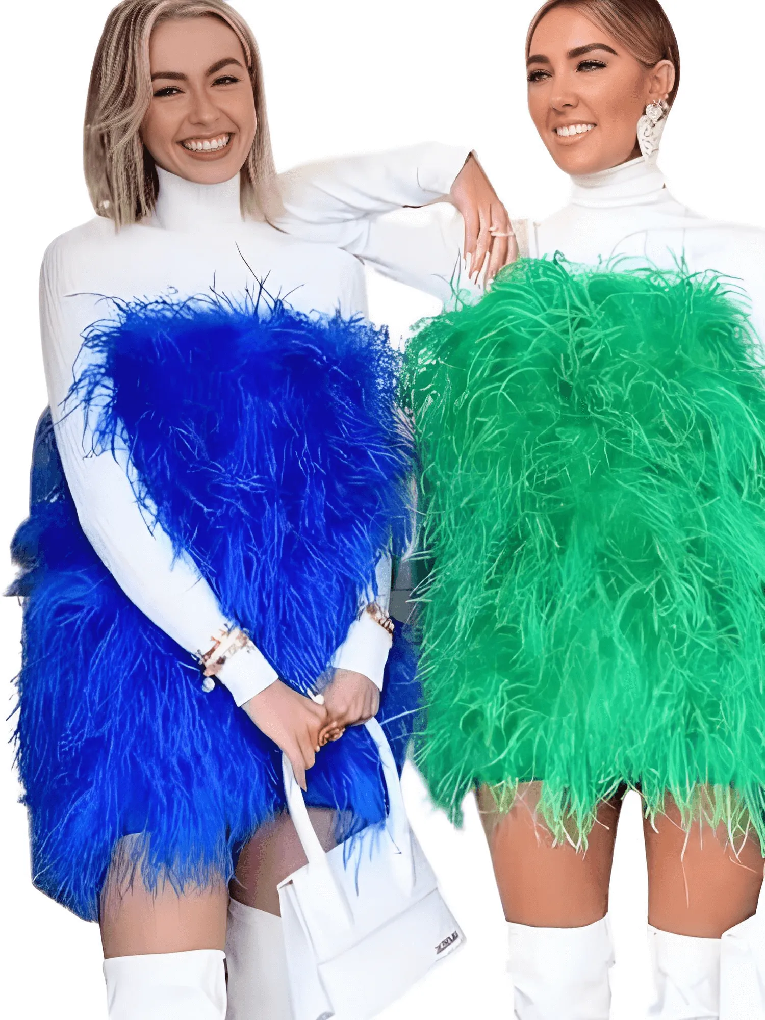 Elegant 100% Ostrich Feather Mini Dresses - In 11 Colors!