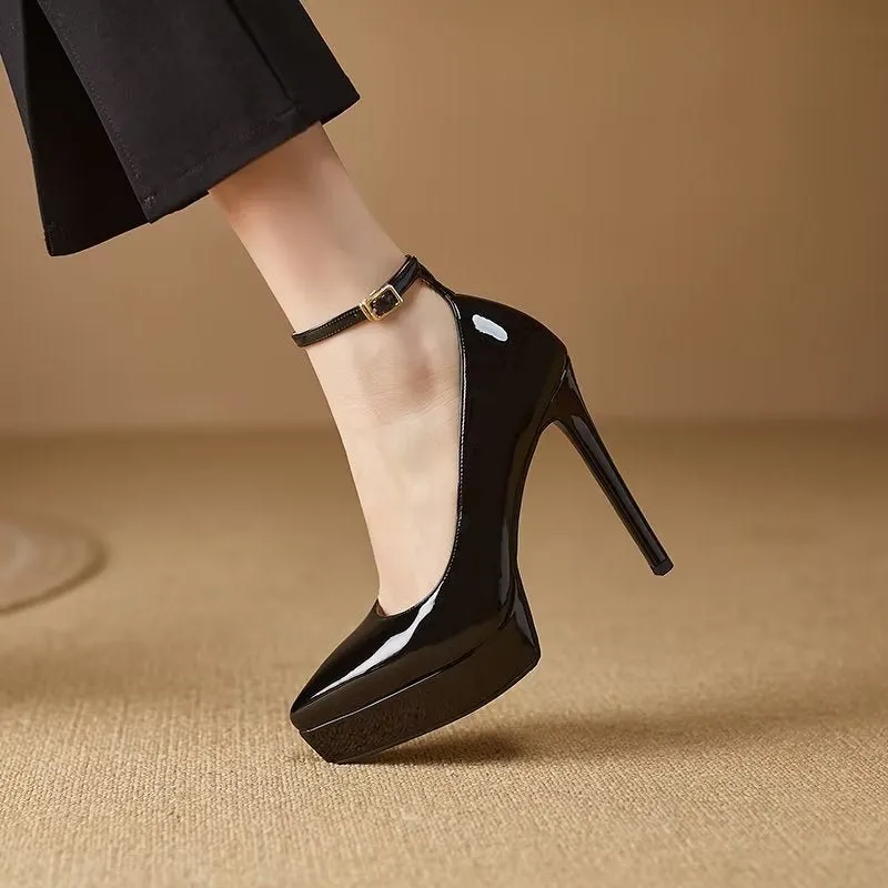 Embossed Elegance Buckle Stiletto Pumps