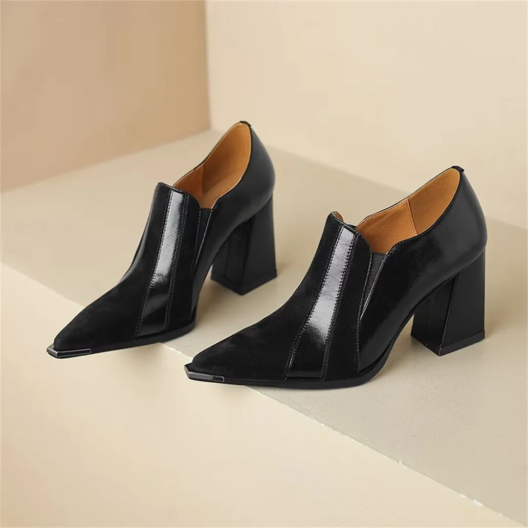 Exotic Elegance Thick Heel Pumps