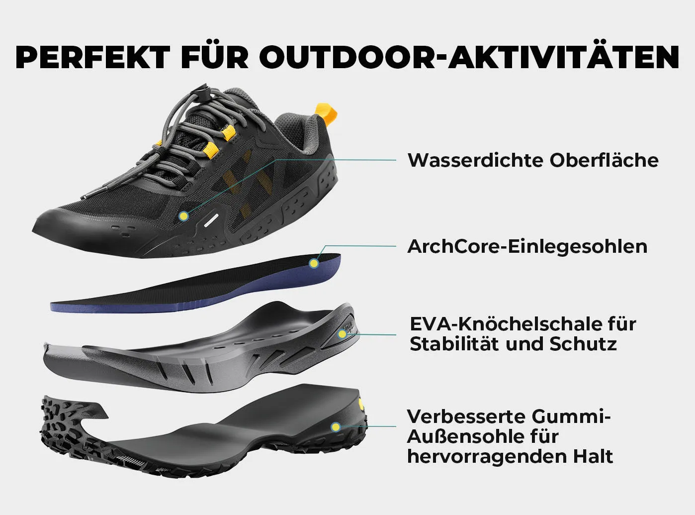 FitVille Herren Low-Top CreekCross Wanderschuhe V1