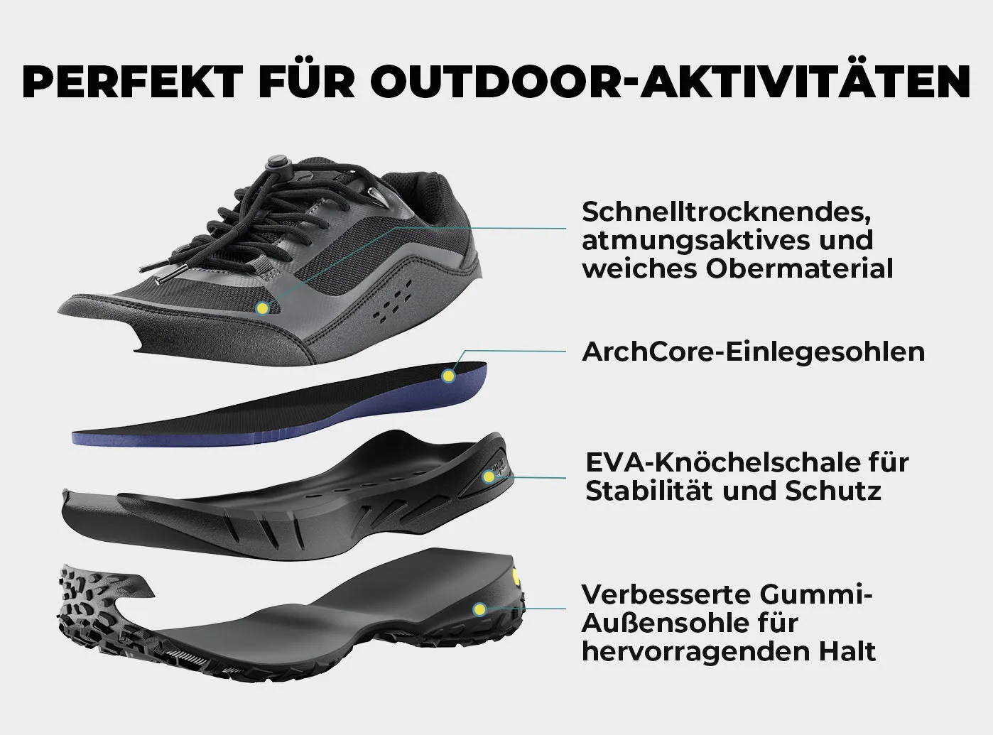 FitVille Herren Low-Top LugMax Wanderschuhe V1