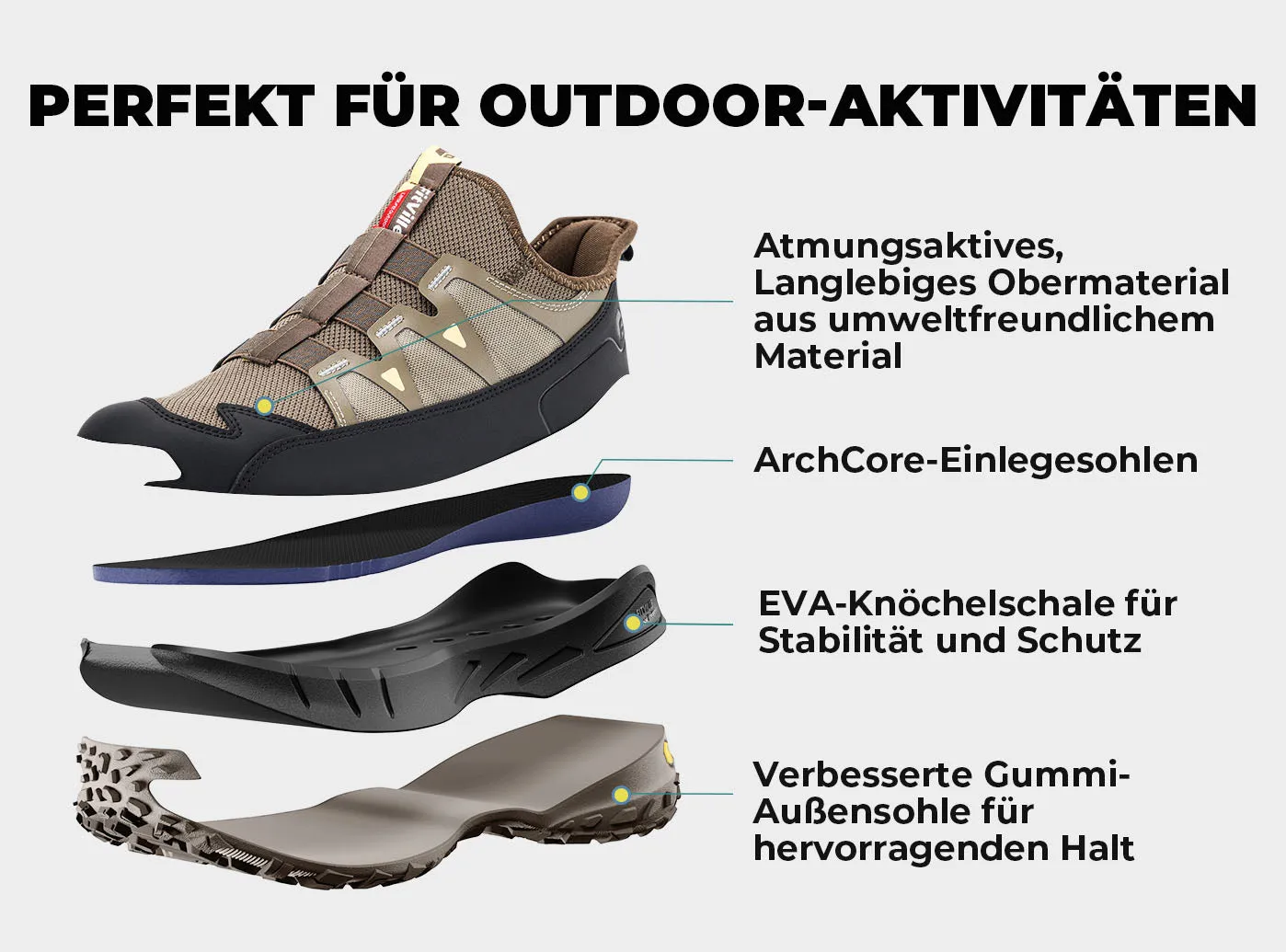 FitVille Herren Low-Top LugMax Wanderschuhe V5