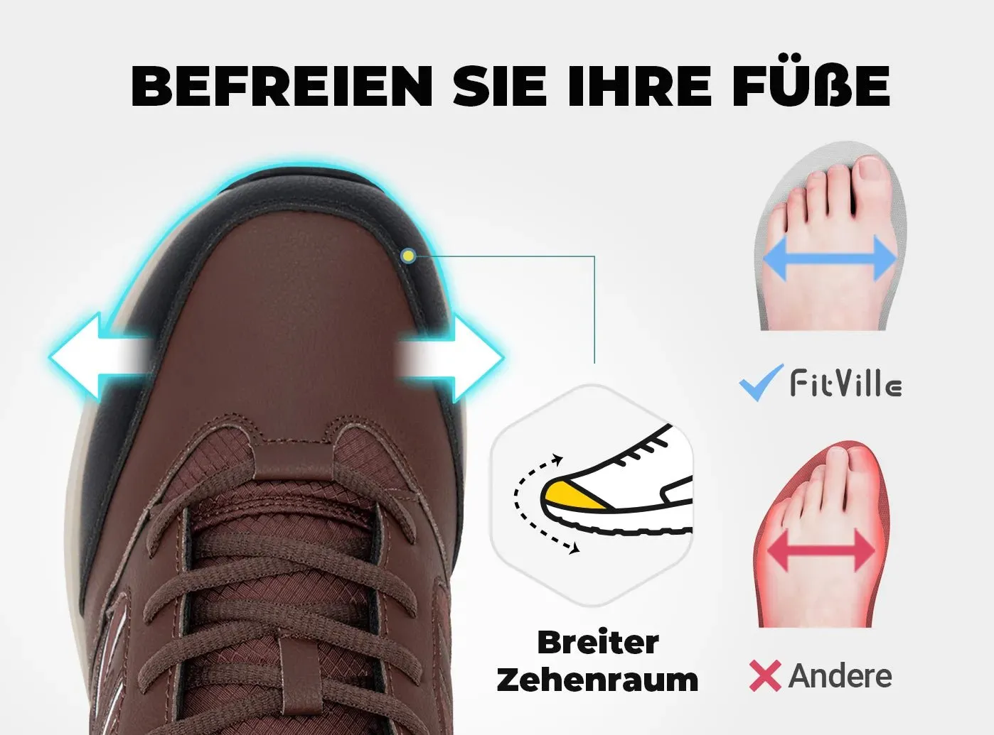 FitVille Herren Low-Top Sturdy Core Wanderschuhe V2