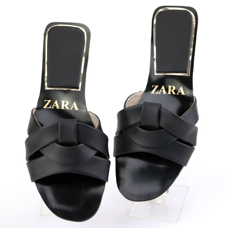 Flat Criss-Cross Leather Slider Sandals #10391 #22