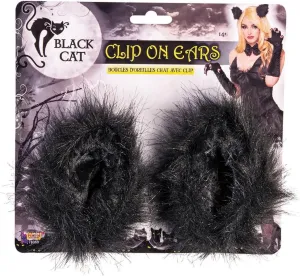 Forum Novelties Black Cat Clip on Ears - Adult One Size