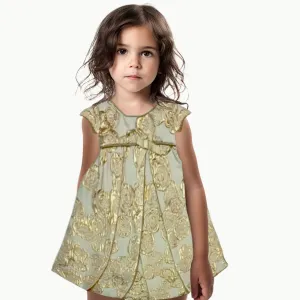 Girls Gold Floral Embossed Dress | Formal | Occasion Wear | Age 3 months – 2 Years