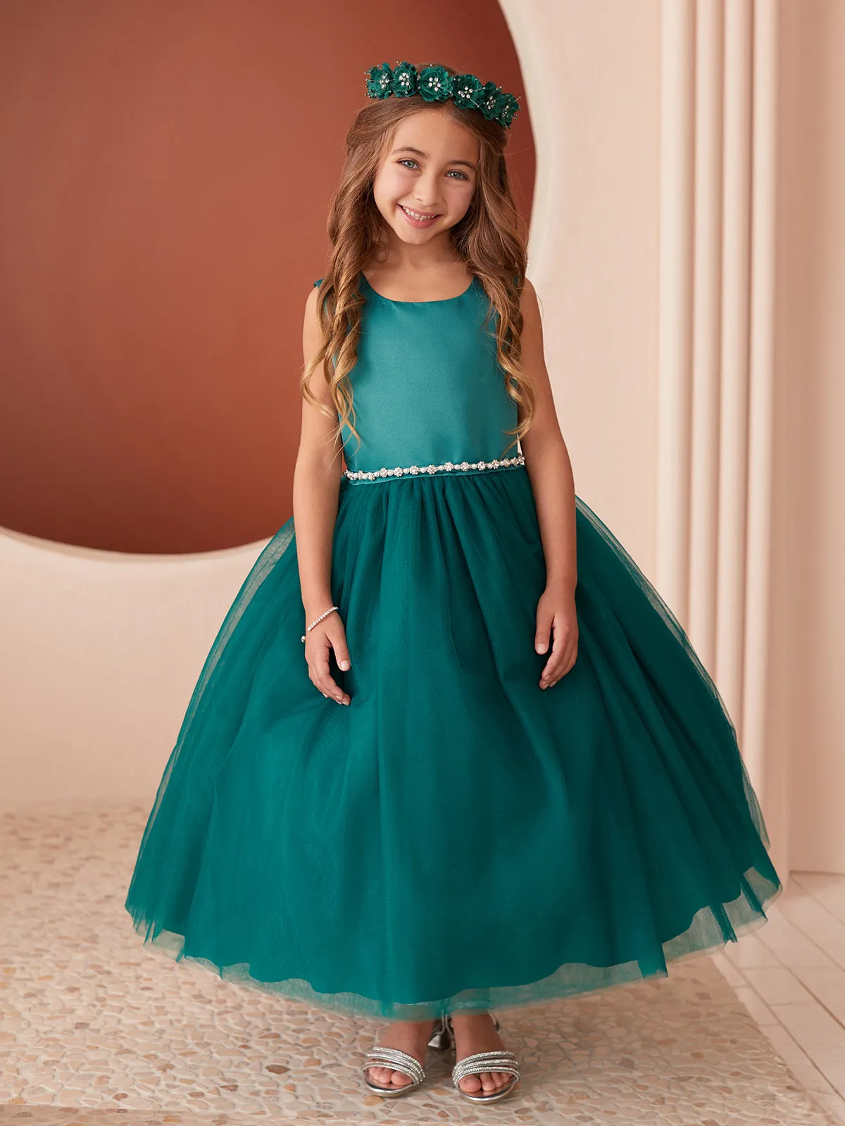 Girls Scoop Neckline Elegant Trim Special Occasion Dress, 2-18