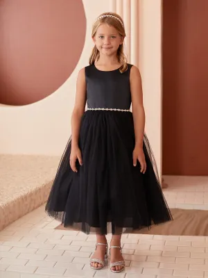 Girls Scoop Neckline Elegant Trim Special Occasion Dress, 2-18