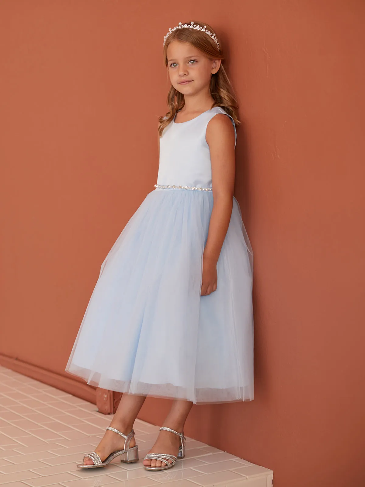 Girls Scoop Neckline Elegant Trim Special Occasion Dress, 2-18