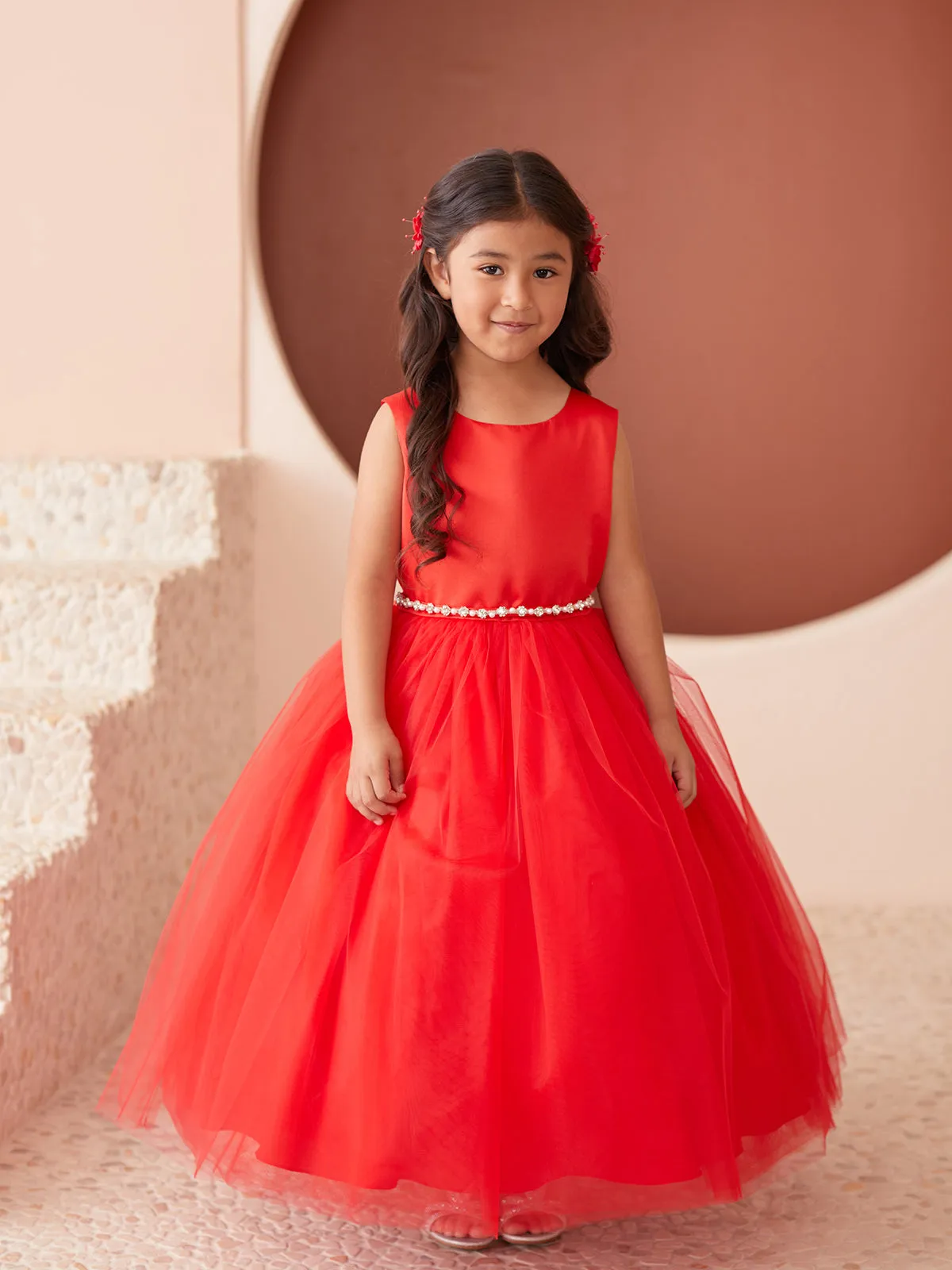 Girls Scoop Neckline Elegant Trim Special Occasion Dress, 2-18