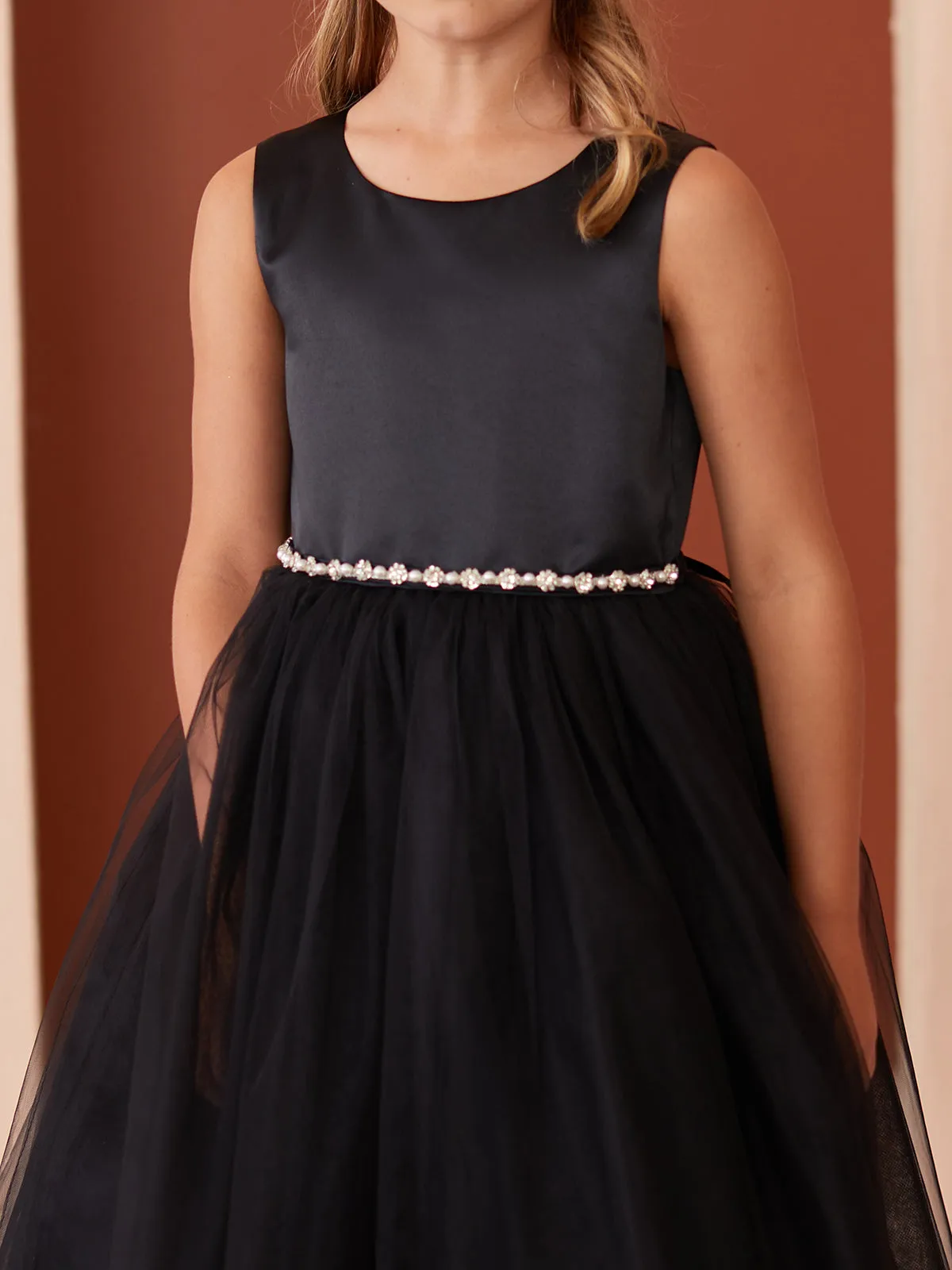 Girls Scoop Neckline Elegant Trim Special Occasion Dress, 2-18