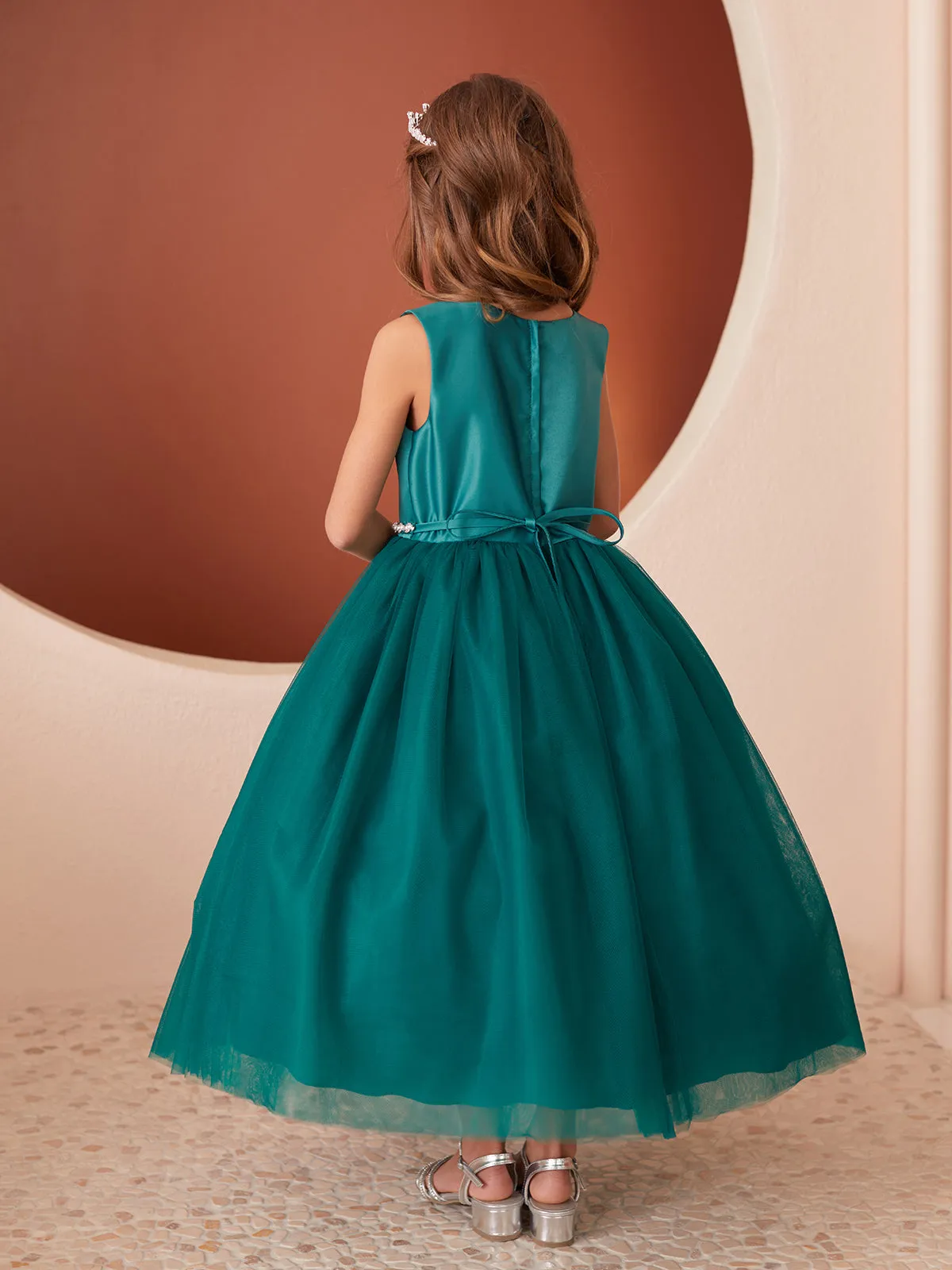 Girls Scoop Neckline Elegant Trim Special Occasion Dress, 2-18