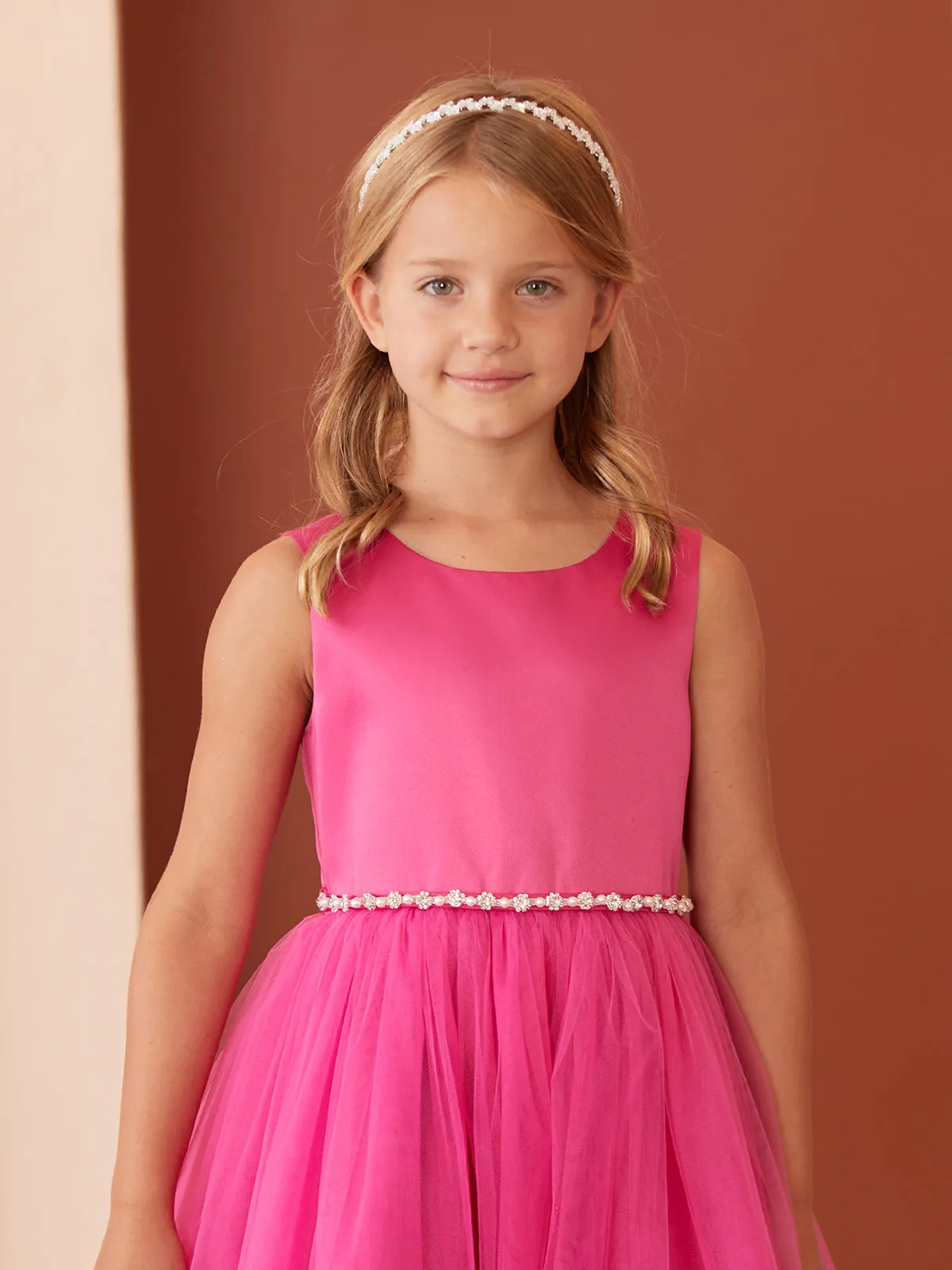 Girls Scoop Neckline Elegant Trim Special Occasion Dress, 2-18