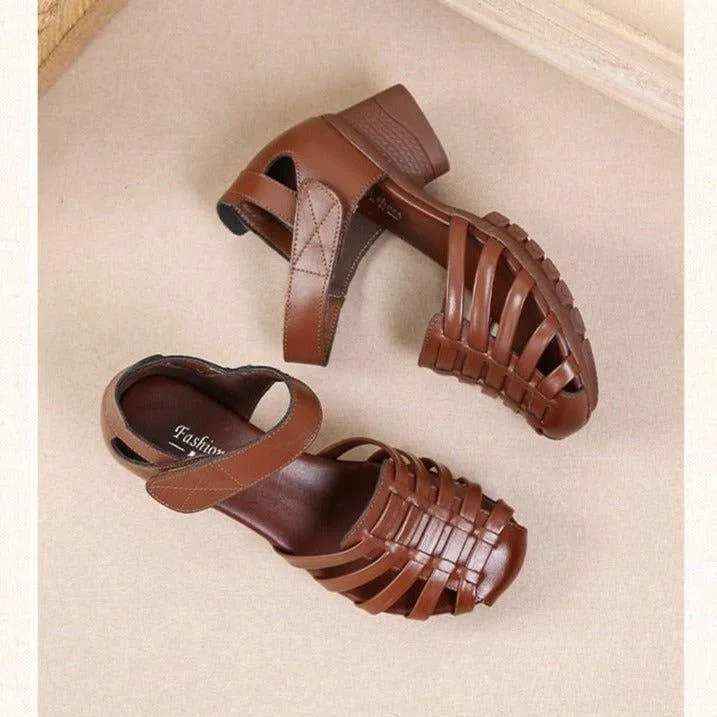 Gladiator Leather Hollow Out Sandals Women's Casual Shoes GCSNM56