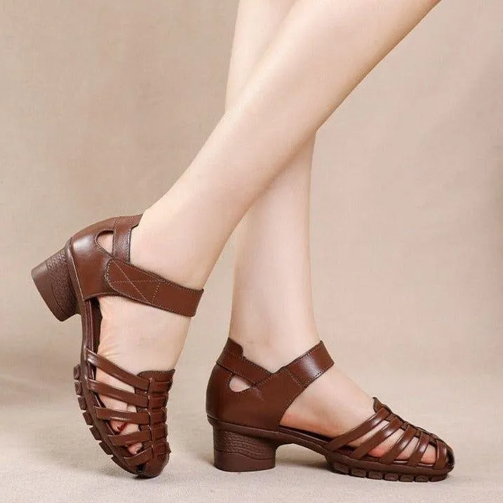 Gladiator Leather Hollow Out Sandals Women's Casual Shoes GCSNM56