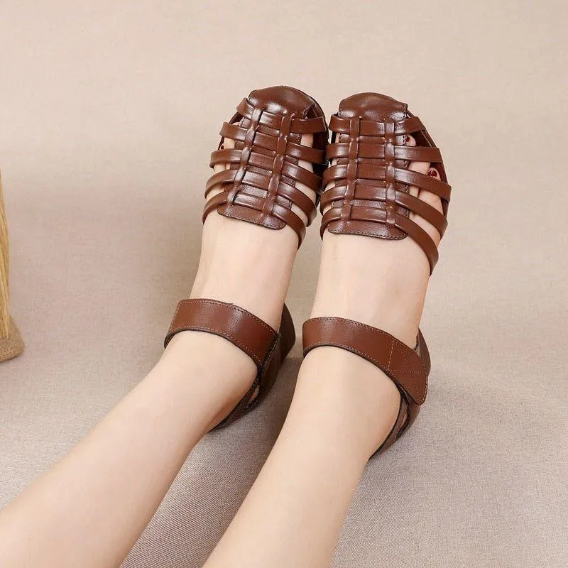 Gladiator Leather Hollow Out Sandals Women's Casual Shoes GCSNM56