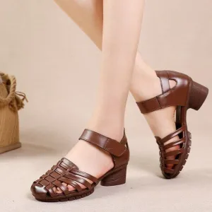 Gladiator Leather Hollow Out Sandals Women's Casual Shoes GCSNM56