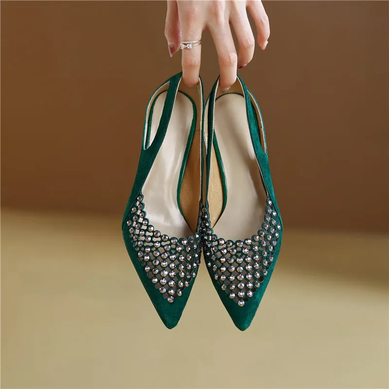 Glamorous Bling Pointed Toe Slip-On High Heel Pumps