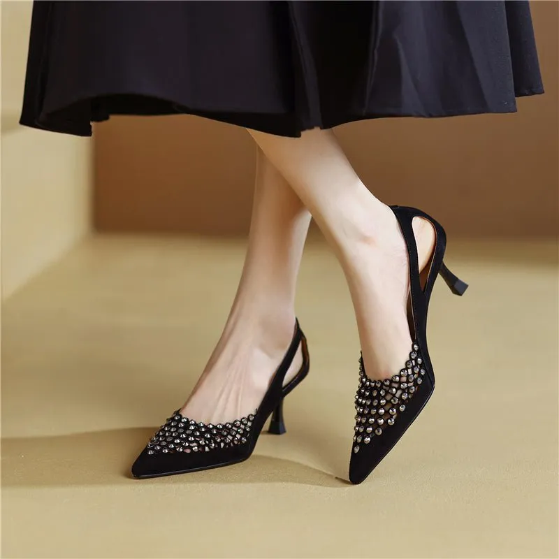 Glamorous Bling Pointed Toe Slip-On High Heel Pumps