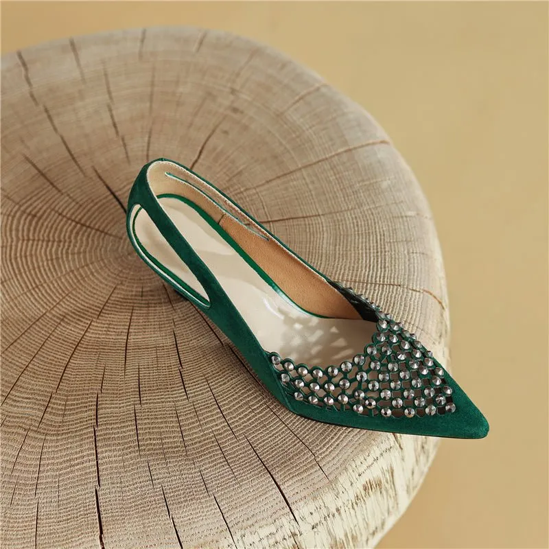 Glamorous Bling Pointed Toe Slip-On High Heel Pumps