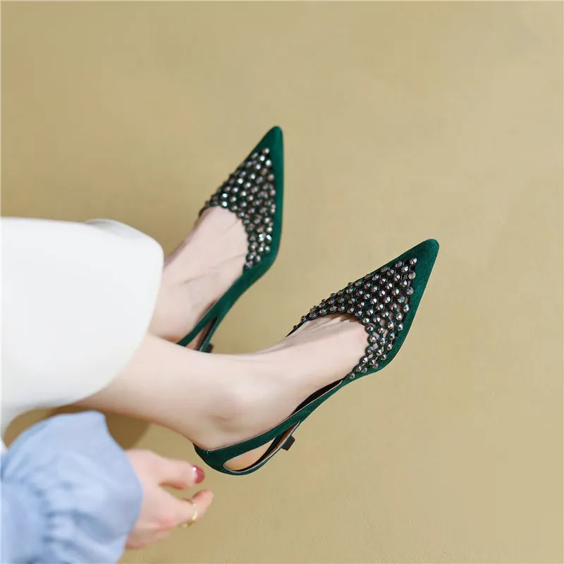 Glamorous Bling Pointed Toe Slip-On High Heel Pumps