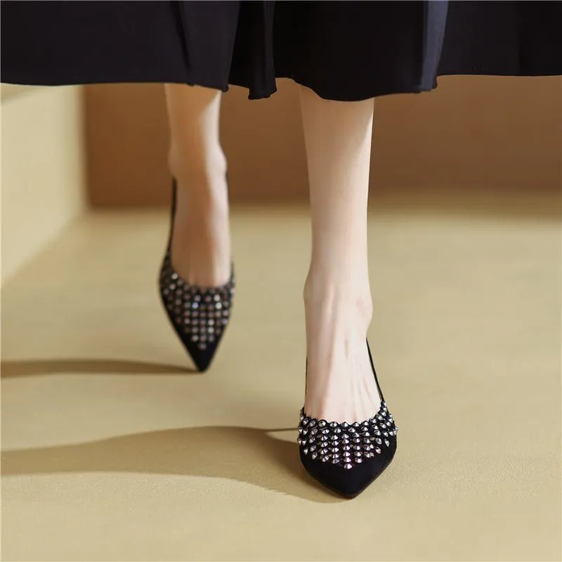 Glamorous Bling Pointed Toe Slip-On High Heel Pumps