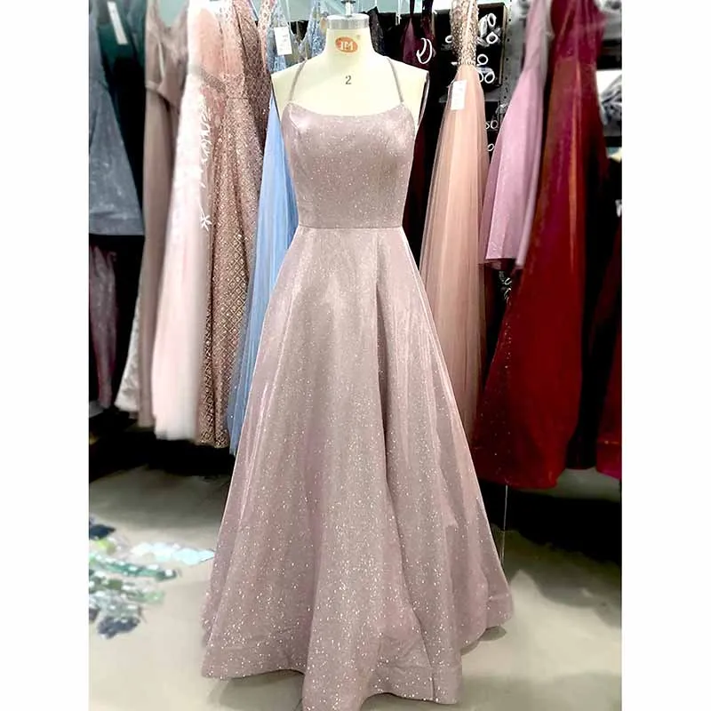 Glitter Prom Dress Long A Line Formal Evening Ball Gowns