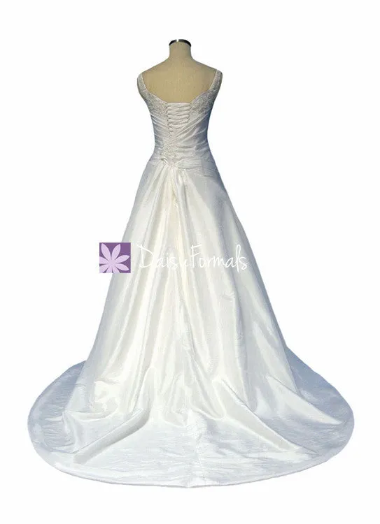 Graceful A line Wedding Dress Full Length Bridal Gown w/Richful beading, straps (WD58135)