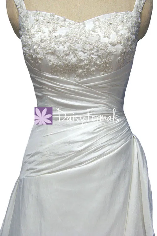 Graceful A line Wedding Dress Full Length Bridal Gown w/Richful beading, straps (WD58135)