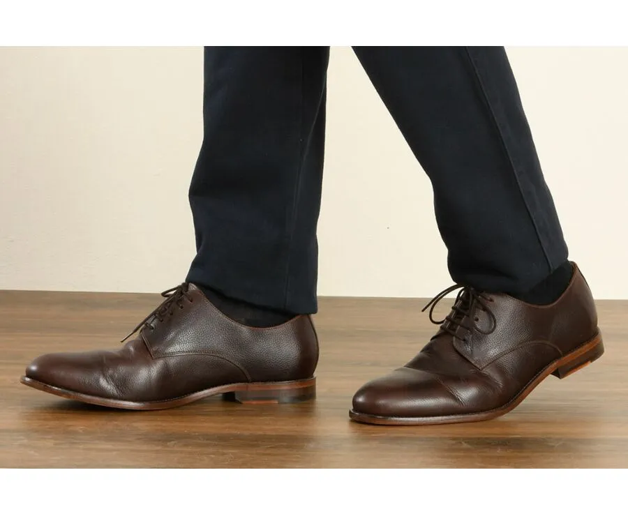 Grained Chocolate Derby Shoes - Leather outsole - HILPERTON