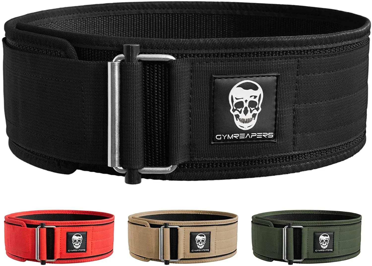 Gymreapers Quick Locking Weightlifting Belt for Bodybuilding, Powerlifting, Cross Training - 4 Inch Neoprene with Metal Buckle - Adjustable Olympic Lifting Back Support