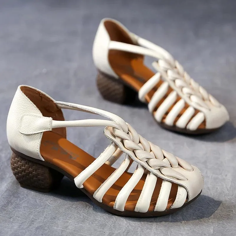 Handmade Retro Leather Sandals - TSS116 Women's Casual Shoes