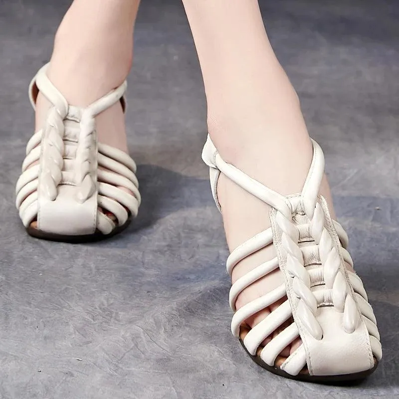 Handmade Retro Leather Sandals - TSS116 Women's Casual Shoes