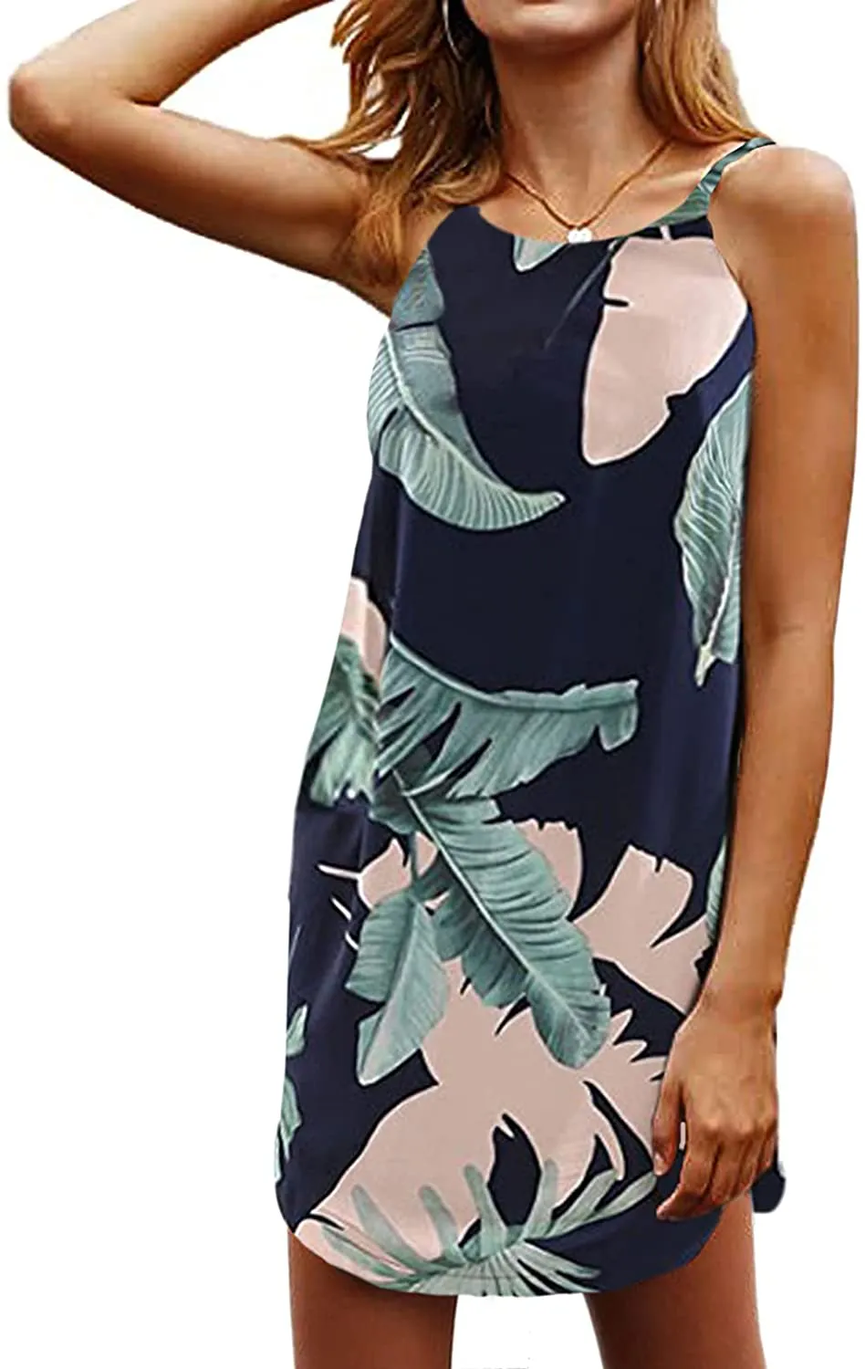 Happy Sailed Women Summer Halter Neck Dress Floral Print Bohemian Beach Dresses S-XL