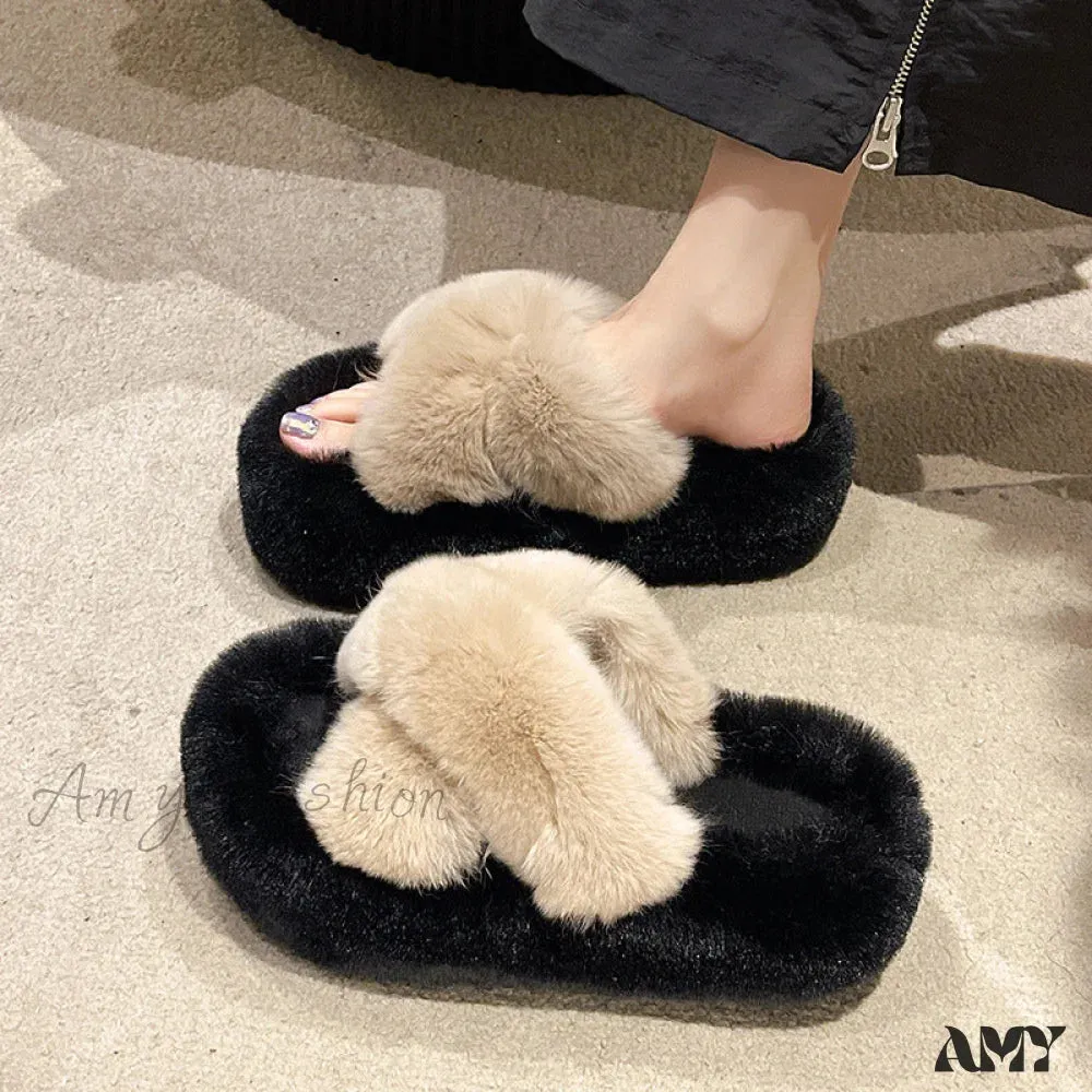 Height Increasing Thick Sole Color Block Wool Cotton Autumn Winter Shoes