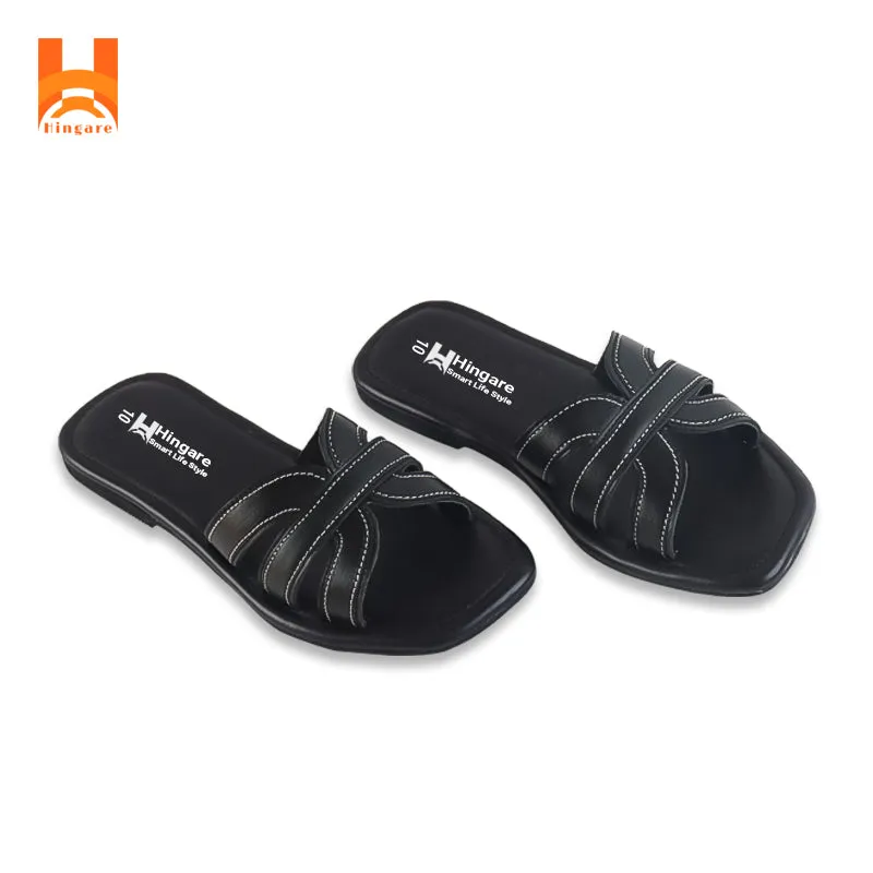 Hingare Genuine Leather Flats Women Sandal Cross Strap Ladies Shoes